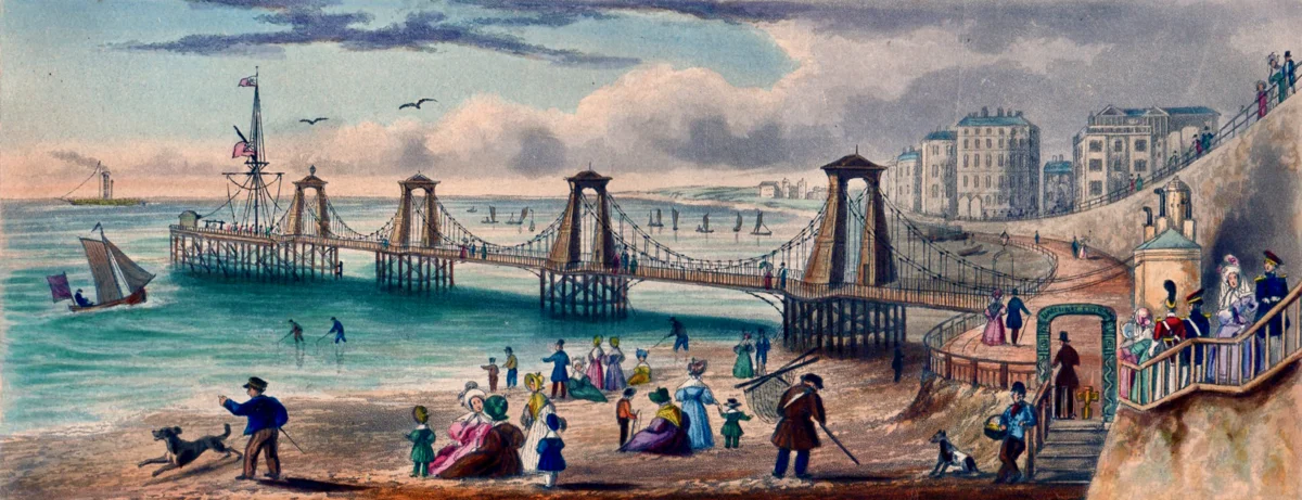An engraving of the Chain Pier from Mason's 1841 Fashionable Handbook for Visitors to Brighton.